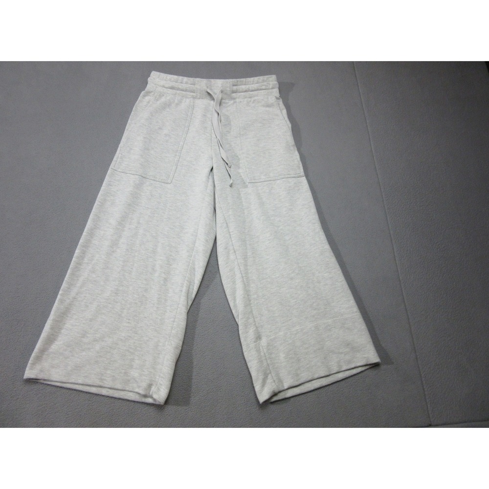 Quince Joggers Pants Womens Small Heather Grey Fleece Cropped Wide Leg Sweats
